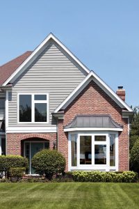 house with aluminium white casement windows