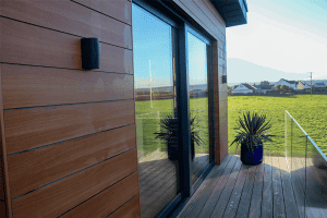 balcony with frameless glass balustrade and sliding doors