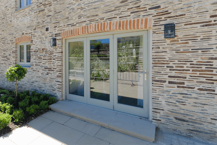 grey timber bi-fold doors