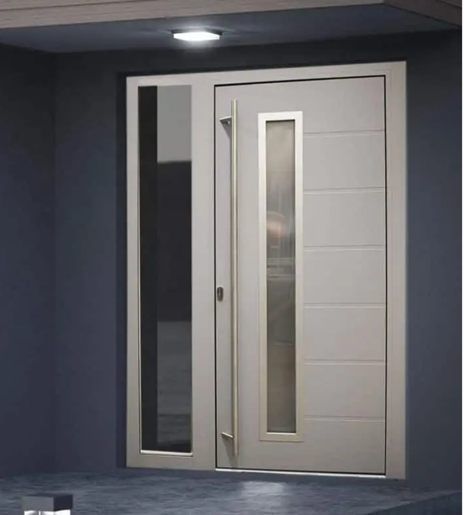 grey aluminium flush entrance door