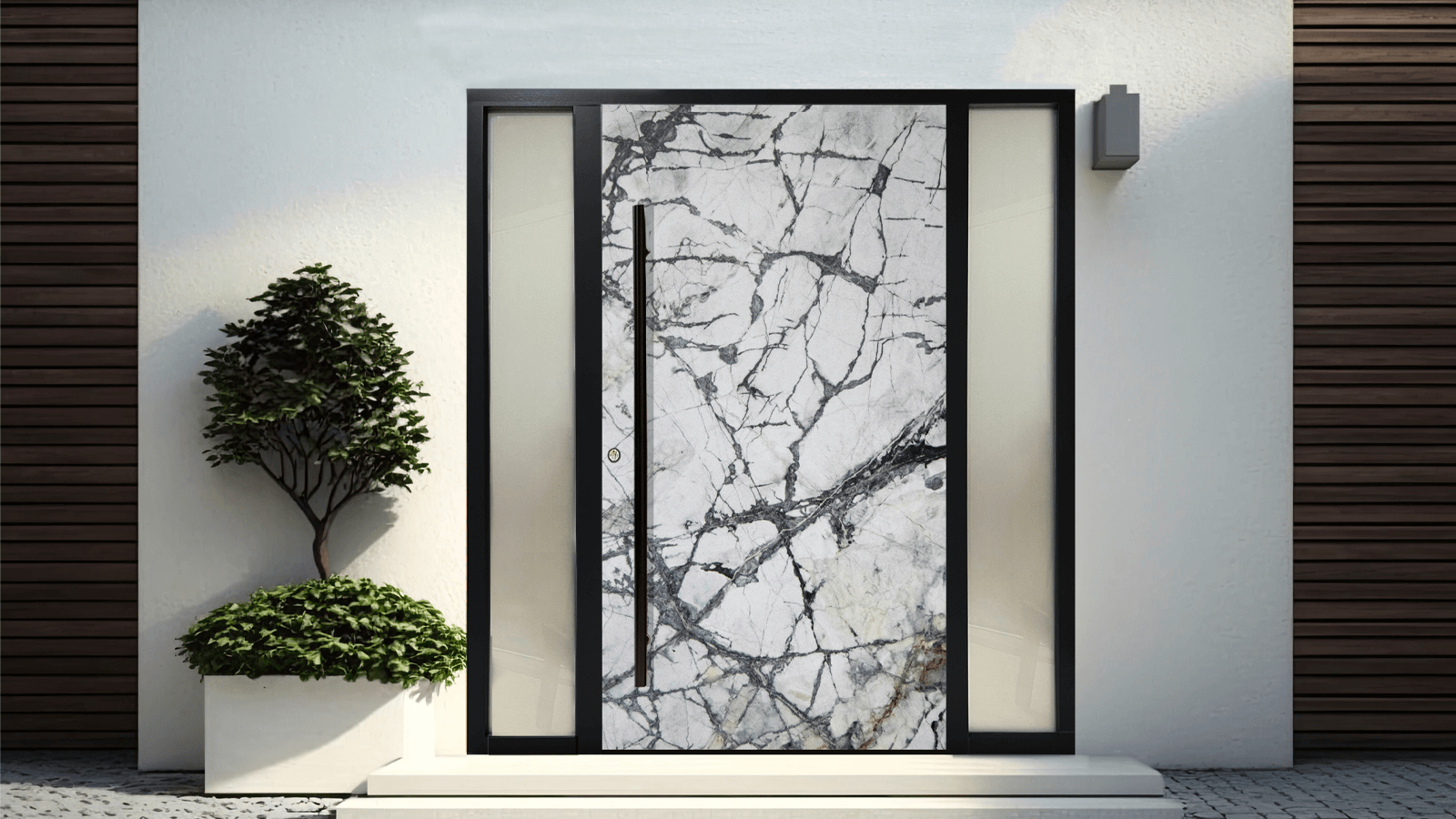 White marble inspiration entrance door
